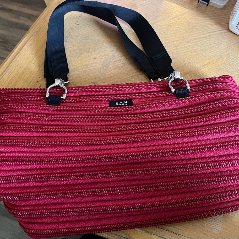 Red and Black Shoulder Bag with Textured Design